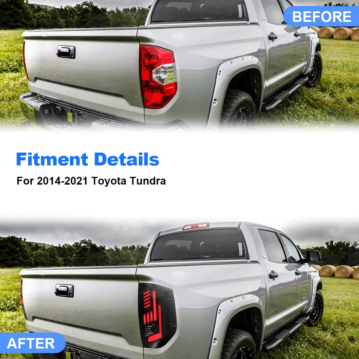 2014-2021 Toyota Tundra LED Tail Lights Assembly - Sequential Turn Signals, DRL & Brake Lights - Smoke Lens Replacement for Pickup Truck (Passenger & Driver Side) - Perfect for Night Driving & Enhanced Safety