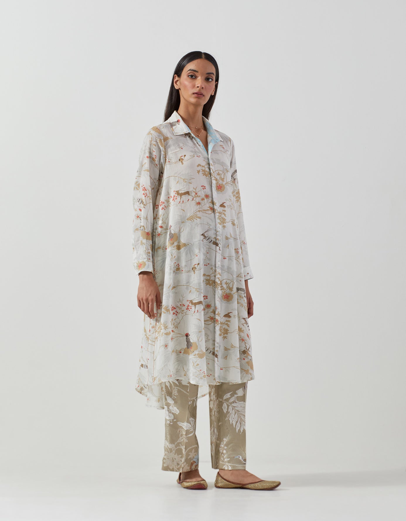 Elegant Usha Dress in Soft Cotton Crepe - Ivory Color for Women | Perfect for Weddings, Parties & Special Occasions