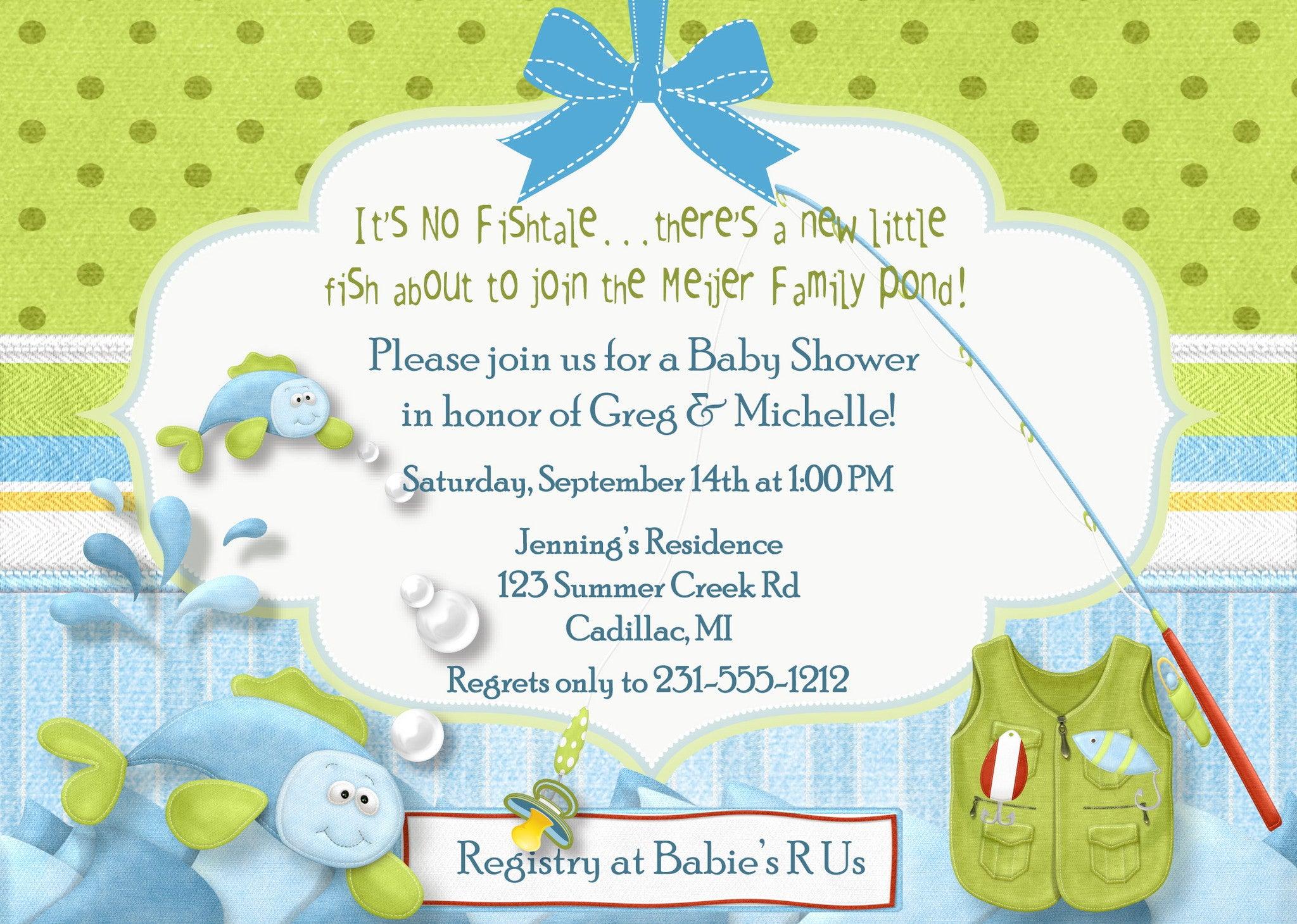 Fish Tales Baby Shower Invitations - Adorable Underwater Theme Printable Cards for Boy or Girl - Perfect for Ocean-Themed Baby Showers and Gender Reveal Parties