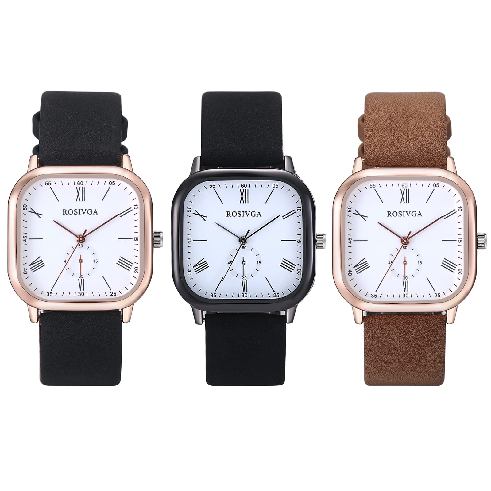 JewelryWe Women's Classic Square Dial Leather Strap Quartz Watch - Elegant Dress Watch for Office, Party & Everyday Wear