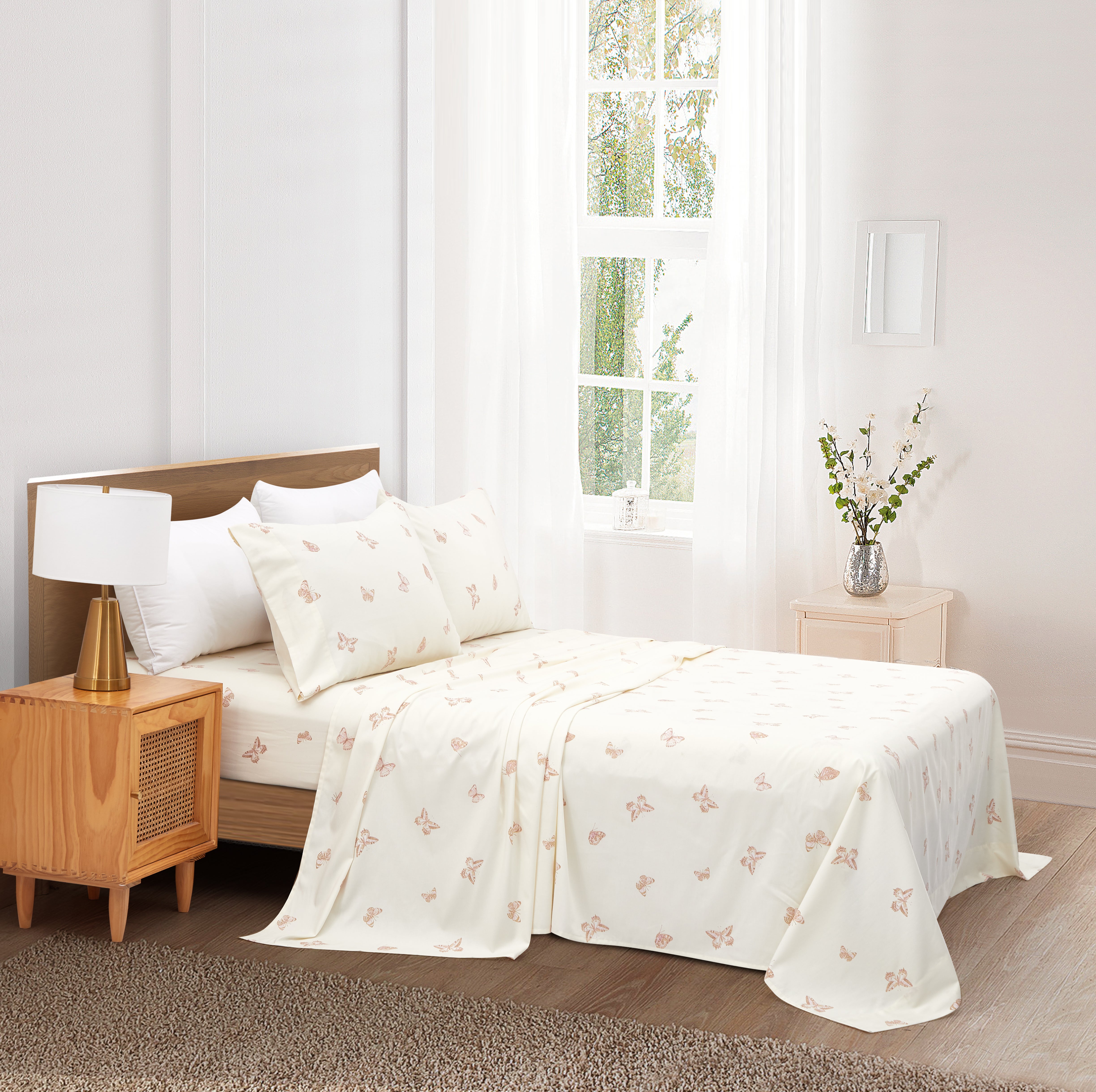 400 Thread Count Printed Cotton Sheet Set - Soft & Breathable Bedding for a Comfortable Sleep - Perfect for Master Bedroom, Guest Room & Dorm