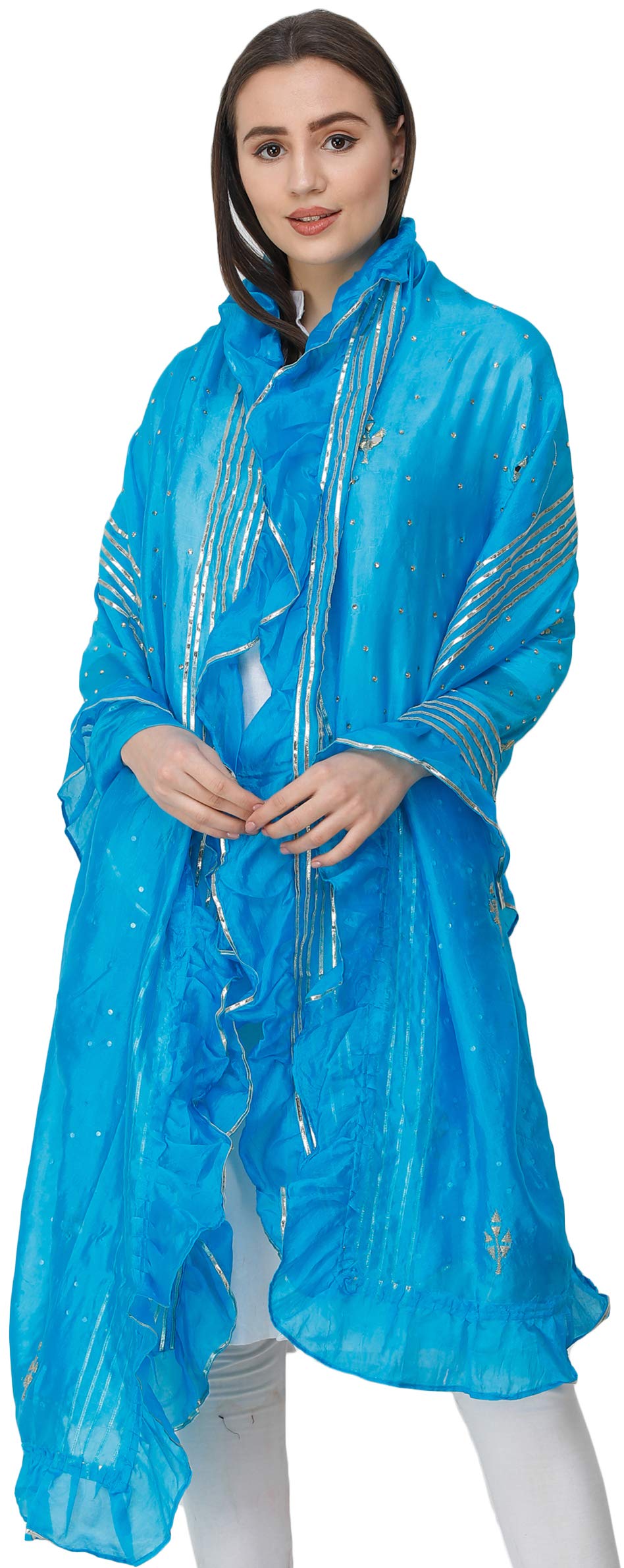 Elegant Amritsar Dupatta with Gota Patches & Frill Border - Premium Art Silk Scarf for Women - Perfect for Weddings, Parties & Ethnic Fashion