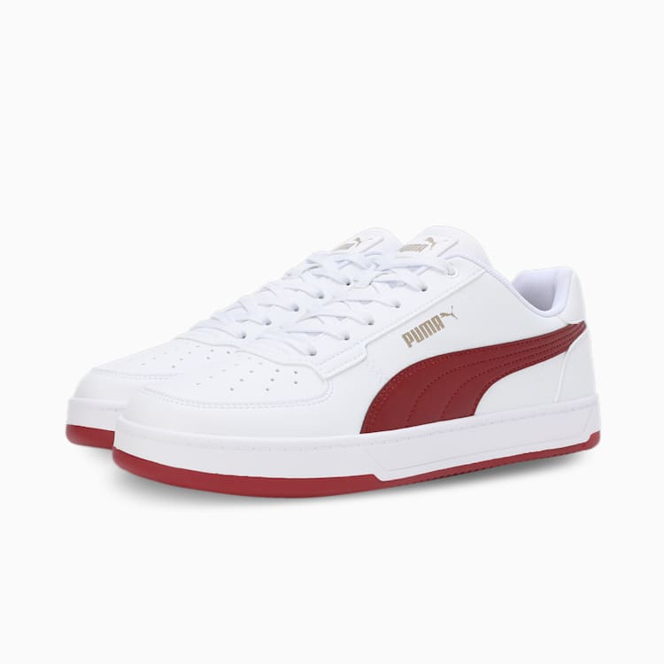 PUMA Men's Caven 2.0 Sneakers - White/Red Running Shoes for Men | Lightweight Comfortable Athletic Shoes for Gym, Workout & Casual Wear