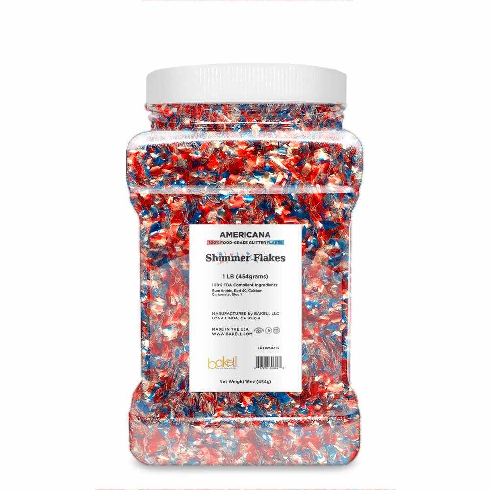 Americana Edible Shimmer Flakes - Premium Food-Grade Glitter for Cakes, Cupcakes & Desserts - Perfect for Baking, Cake Decorating & Party Treats
