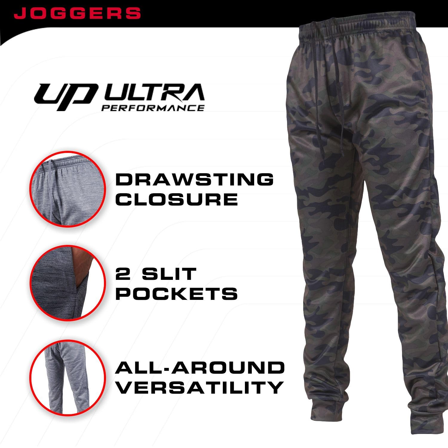 Men's Joggers 3-Pack - Athletic Sweatpants with Pockets (S-3X) for Gym & Lounge