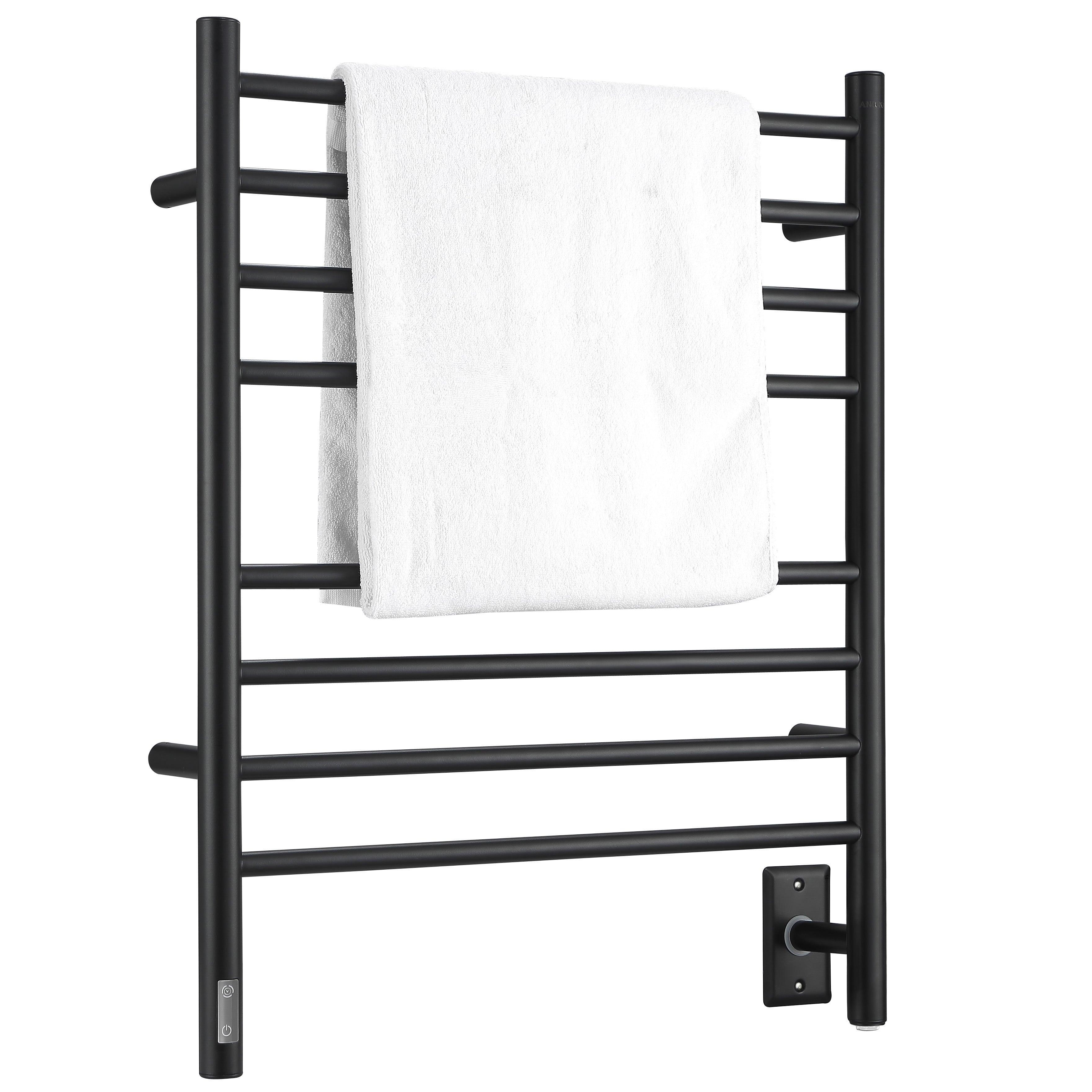 Prestige OBT 8 Bar Wall Mounted Towel Warmer with Built-in Timer - Matte Black Finish | Bathroom Luxury & Spa Experience