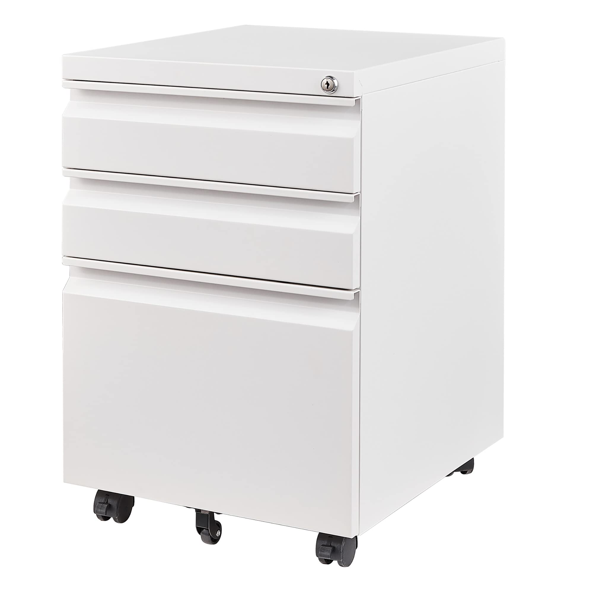 3-Drawer Locking File Cabinet - Under Desk Metal Vertical Filing Storage for Home & Office - Mobile Rolling Cabinet for Legal/Letter/A4 Documents - Fully Assembled - Perfect for Small Spaces & Organized Workspaces