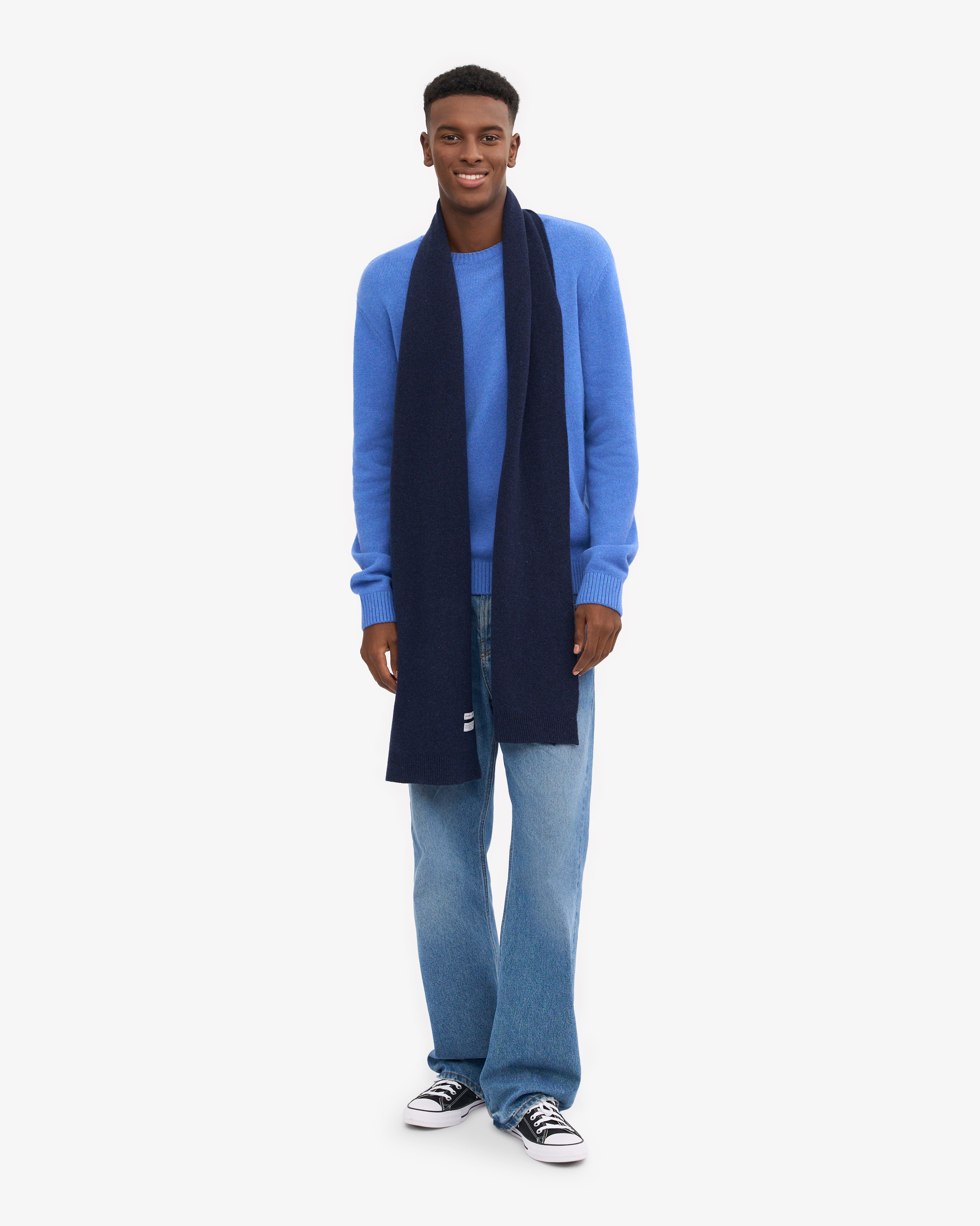 Premium Merino Wool Scarf - Soft & Warm Winter Accessory for Men & Women - Navy Blue - Perfect for Cold Weather, Outdoor Activities & Fashion