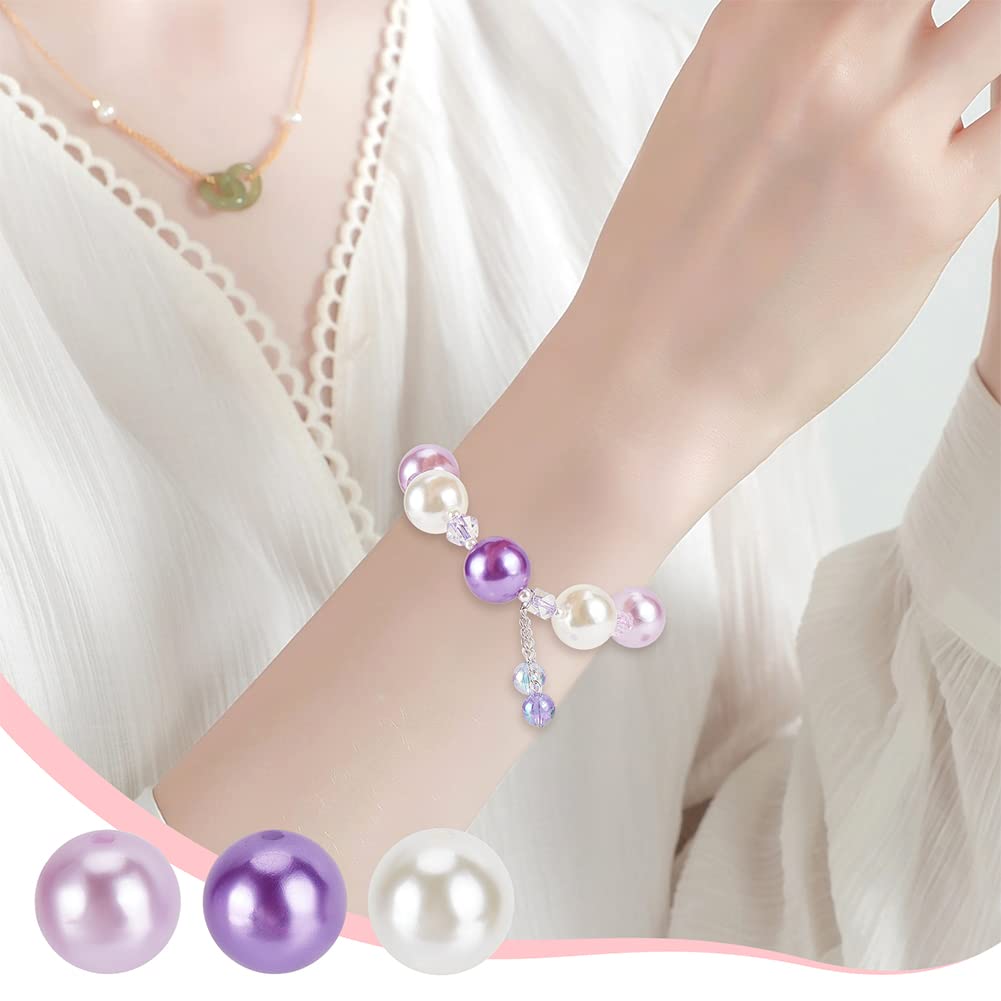 60pcs 20mm Acrylic Pearl Bubblegum Beads - Large Purple Focal Beads for Jewelry Making, Bracelets, Necklaces, Pen Decor, Wedding & Christmas Crafts - DIY Garland, Bag Chain, Chunk Pen Beads Supplies
