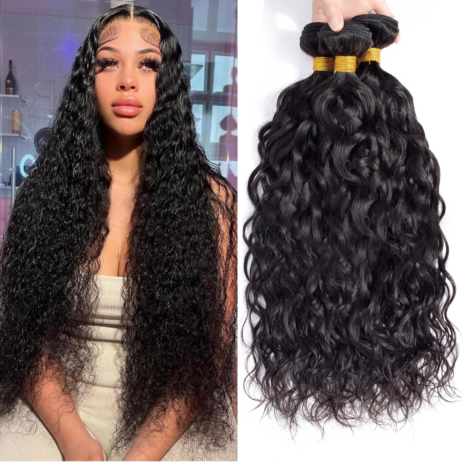 ROYAL IMPRESSION 12A Water Wave 3 Bundles Human Hair Weave - 22
