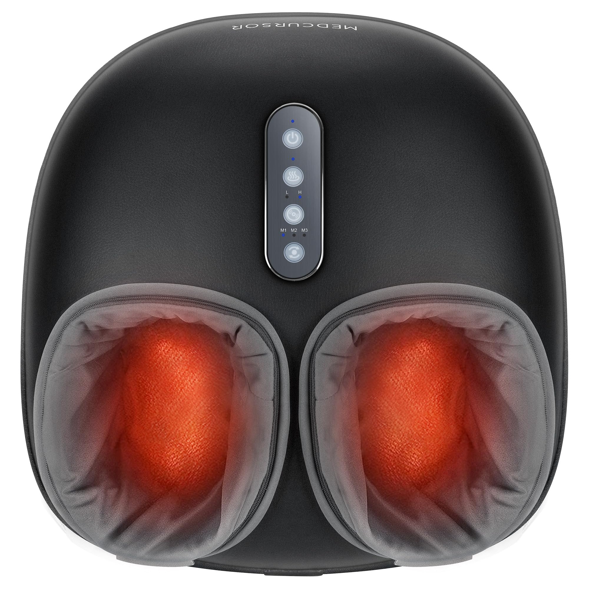 Medcursor Electric Shiatsu Foot Massager with Heat Therapy - Deep Kneading & Air Compression for Foot Pain Relief, Improved Circulation - 3 Speed Levels for Home, Office & Travel Use - Perfect for Relaxation After Work, Gym or Long Flights