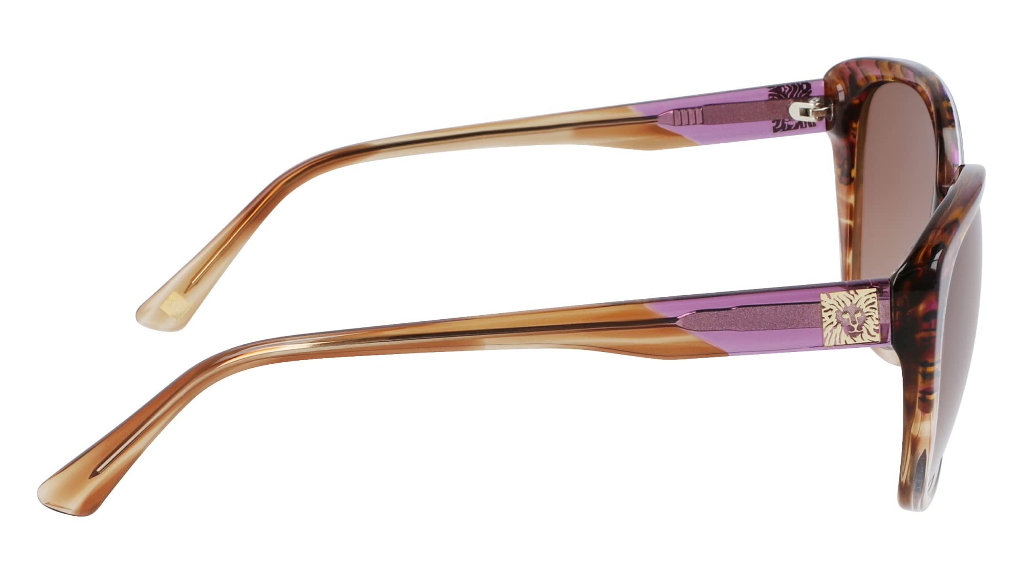 Anne Klein Women's Fashion Sunglasses AK7071 - Plum Animal Print with Brown Gradient Lens for Driving, Beach & Outdoor Activities