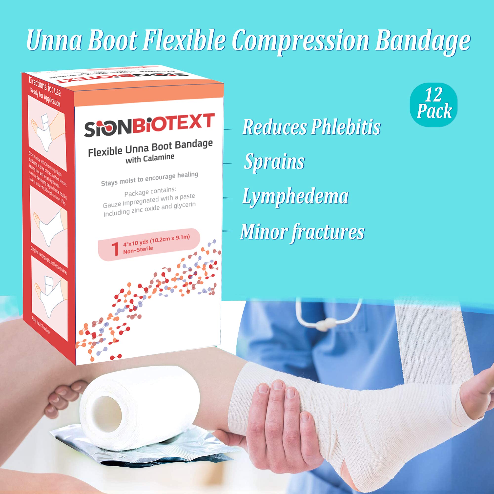 Premium Flexible Unna Boot Bandages with Zinc & Calamine - 4