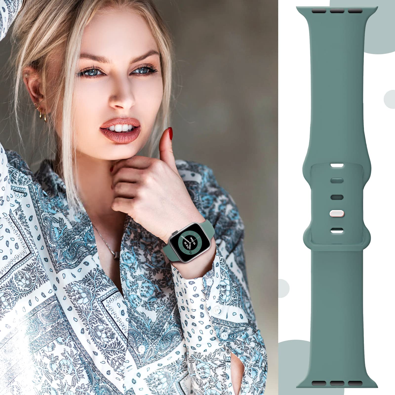 4 Pack Sport Bands Compatible with Apple Watch Series 9/8/7/6/5/4/3/2/1/SE - Soft Silicone Waterproof Watch Strap for Women & Men 38mm 40mm 41mm 42mm 44mm 45mm 49mm - Perfect for Running, Swimming & Fitness Activities