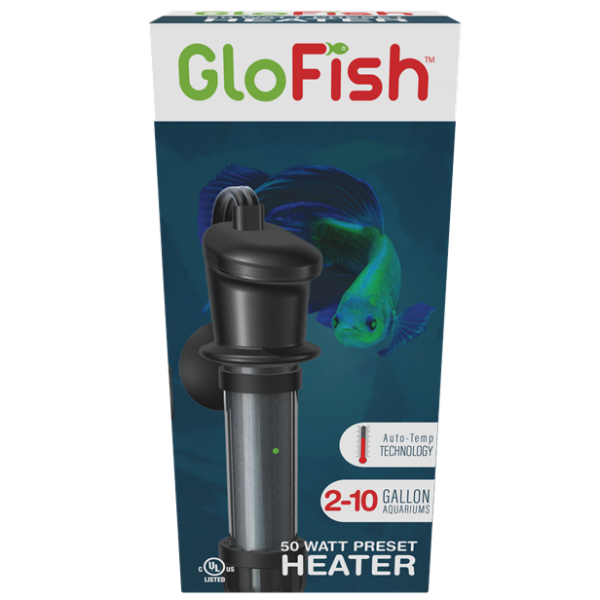 GloFish 50 Watt Preset Aquarium Heater - Reliable Temperature Control for Tropical Fish Tanks & Small Aquariums