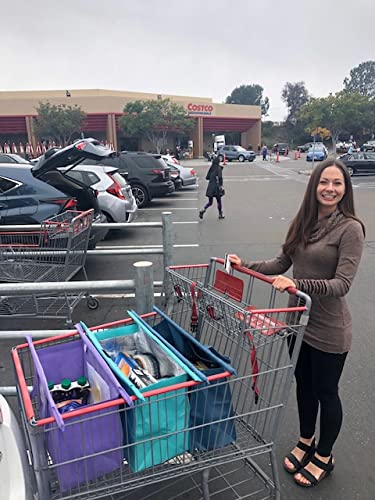 **X-Large Reusable Shopping Cart Bags Set of 3 – Insulated Grocery Tote with Cooler & Egg/Wine Holder, Foldable & Washable Trolley Bags for Club Stores – Perfect for Grocery Shopping, Farmers Markets & Bulk Buying**