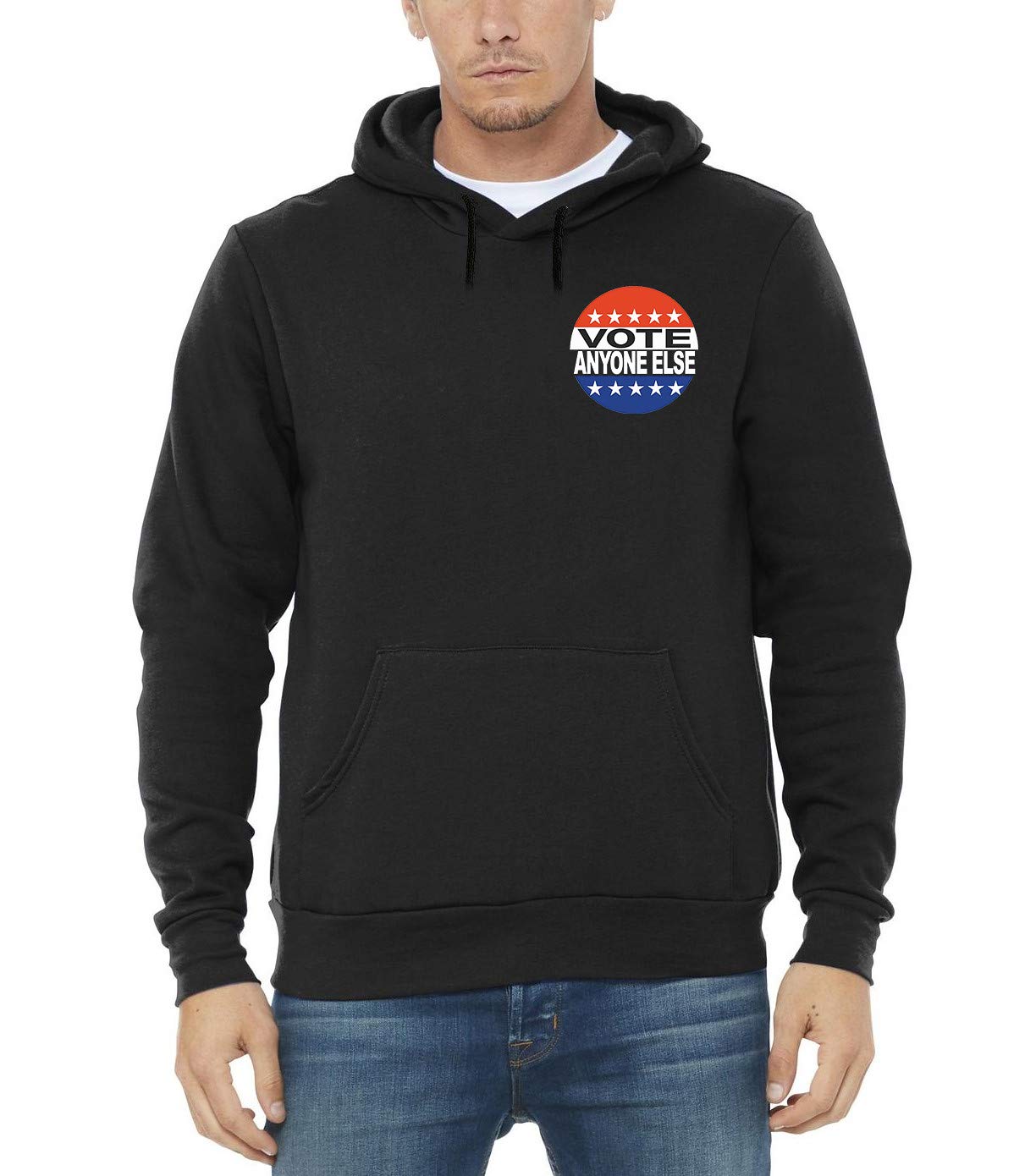 Men's 'Vote For Anyone Else' Black Pullover Hoodie - Soft Cotton Sweatshirt for Casual Wear, Political Events & Everyday Comfort
