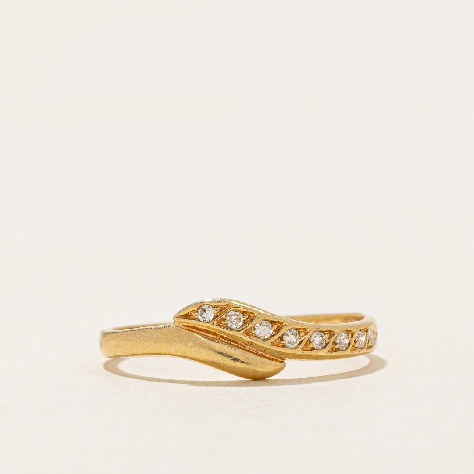 0.08ctw Diamond Row Bypass Ring - Size 6.5 | Elegant Wedding Band, Anniversary Gift for Her | Perfect for Engagements, Proposals & Special Occasions