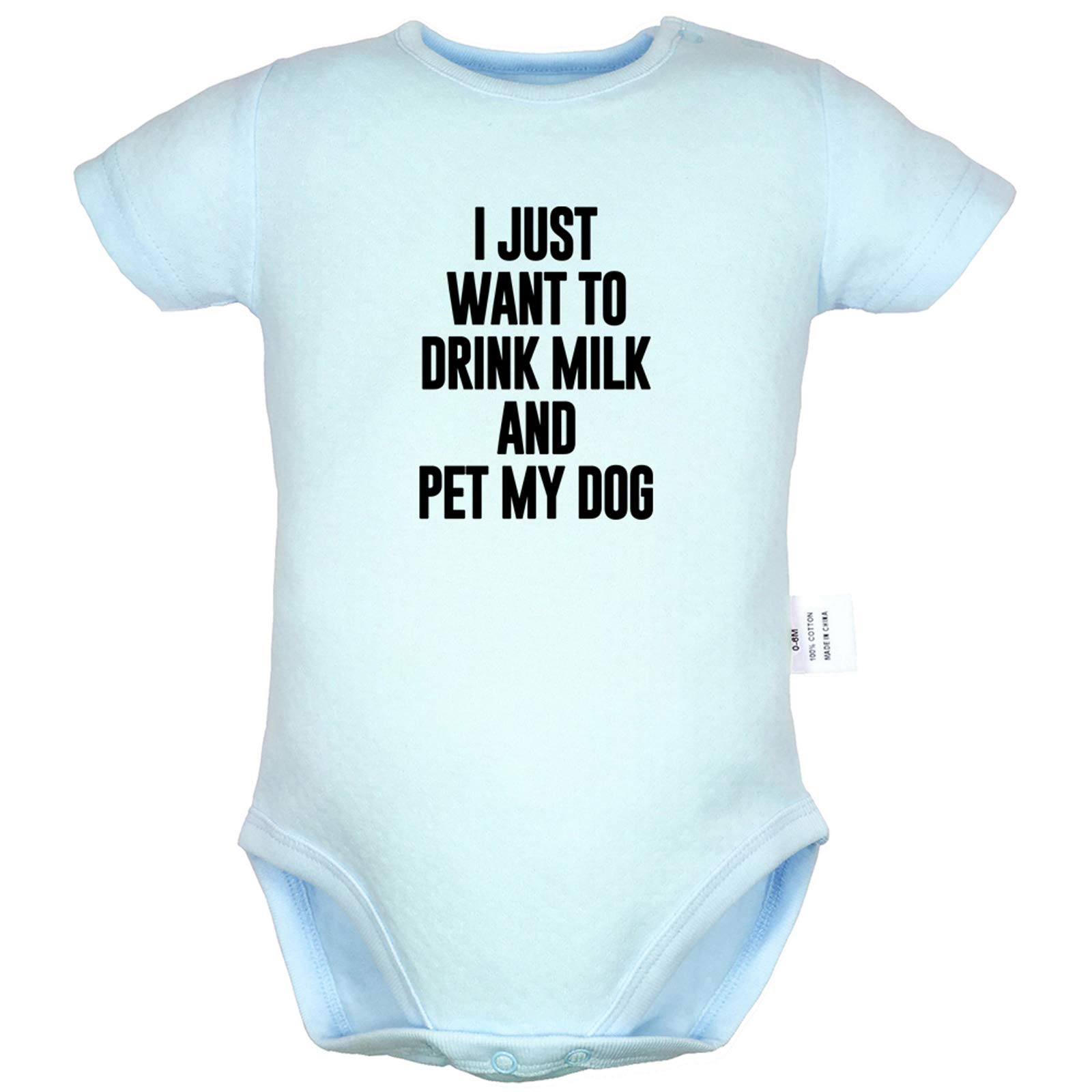 iDzn Funny Baby Romper - 2 Pack 'I Just Want to Drink Milk & Pet My Dog' Cute Infant Bodysuit Jumpsuit | Perfect for Playtime, Photo Shoots & Everyday Wear