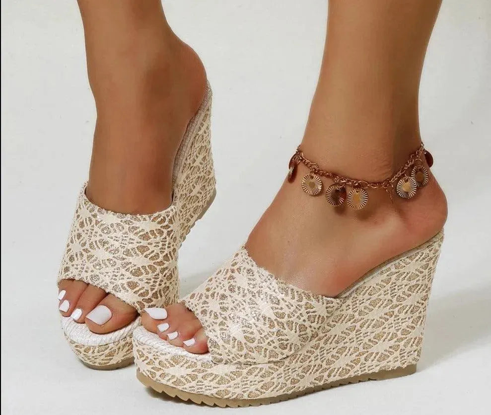 Trendy Printed Wedge Heels for Women - Comfortable & Fashionable Summer Sandals - Perfect for Beach, Parties & Casual Outings
