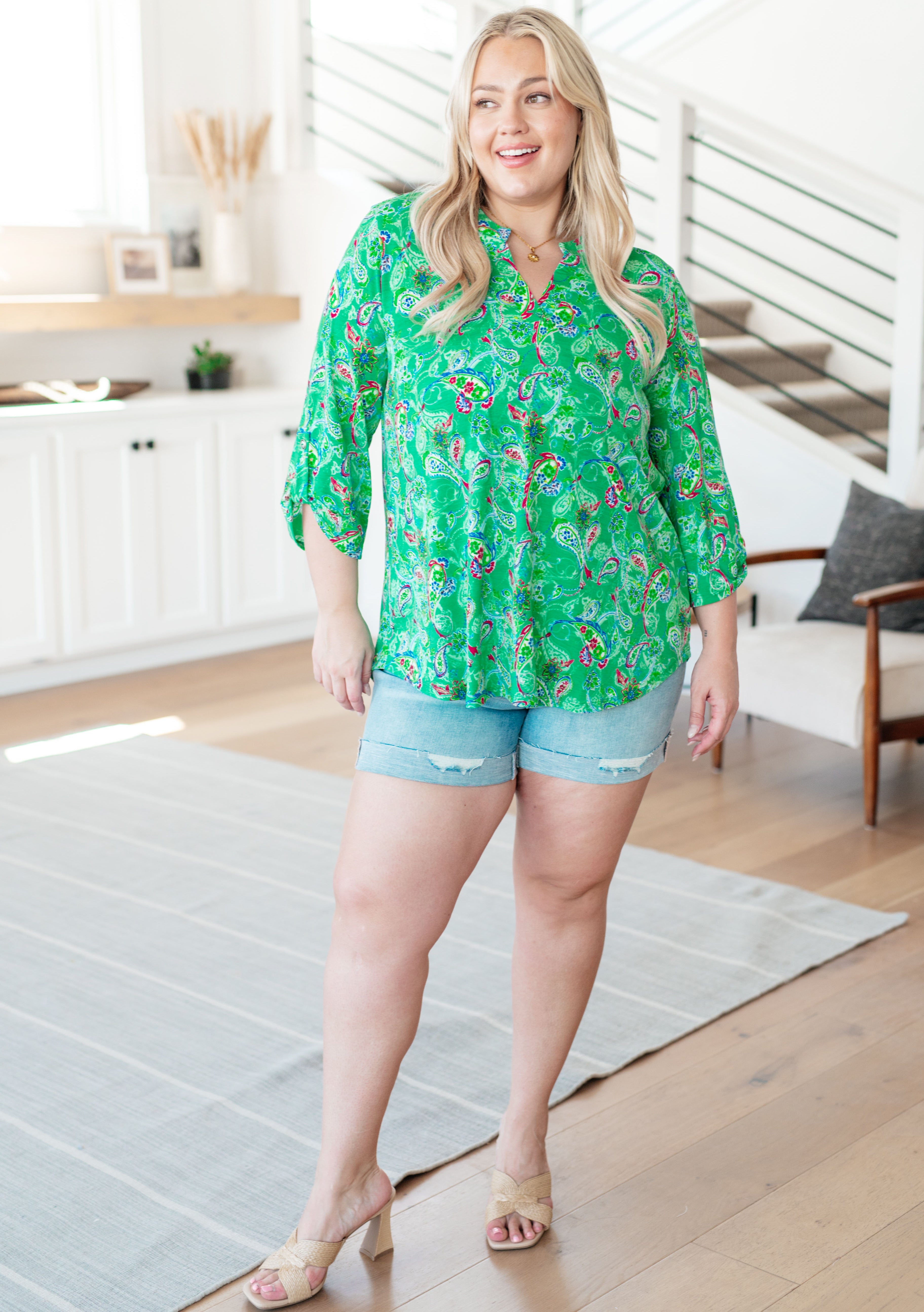 Lizzy Top - Stylish Emerald & Magenta Paisley Print Women's Blouse | Perfect for Casual Outings, Parties & Office Wear