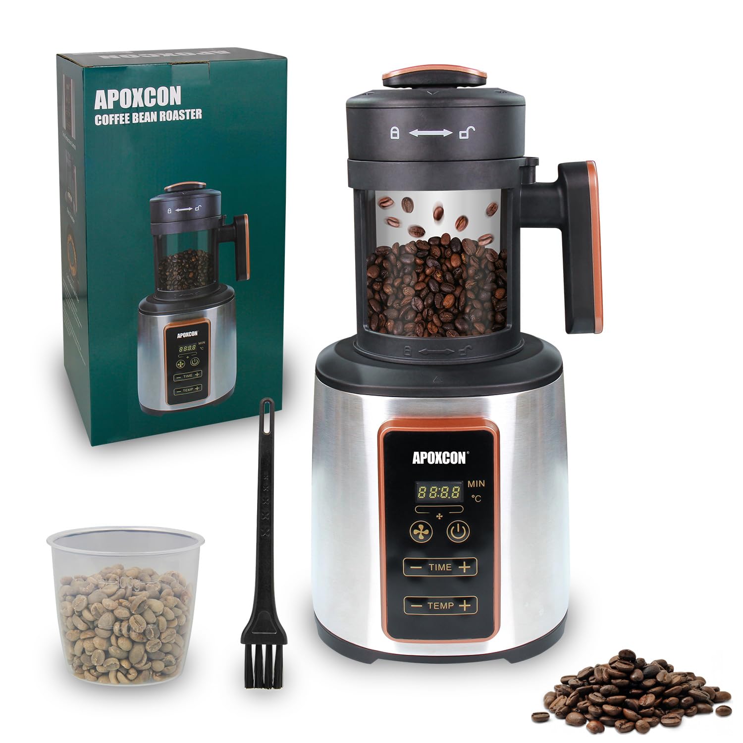 Electric Air Coffee Roaster Machine for Home Use - 1500W, 100g Capacity, Adjustable Timer & Heat Settings with Chaff Collection Basket - Perfect for Fresh Roasting Coffee Beans at Home, Gifts for Coffee Lovers