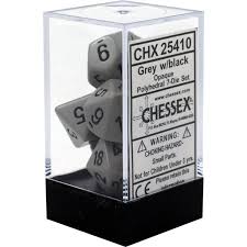 Chessex Polyhedral 7-Dice Set - Opaque Dark Grey with Black for D&D, RPG, and Tabletop Gaming