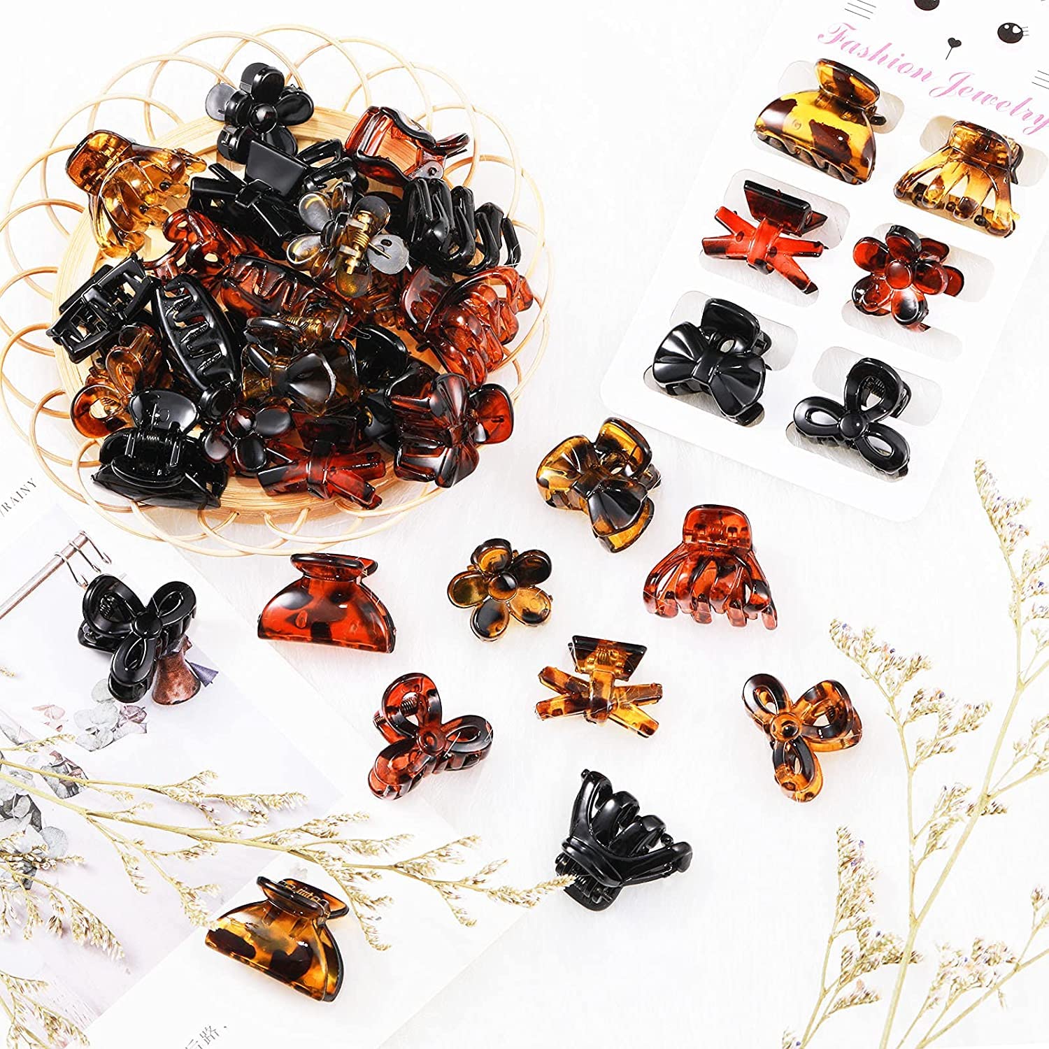 Glamifirsto 12 Mini Korean Hair Claw Clips - Small Jaw Clips for Women & Girls, 6 Stylish Designs - Perfect for Thick & Medium Hair, Everyday Hairstyles & Decorative Hair Accessories