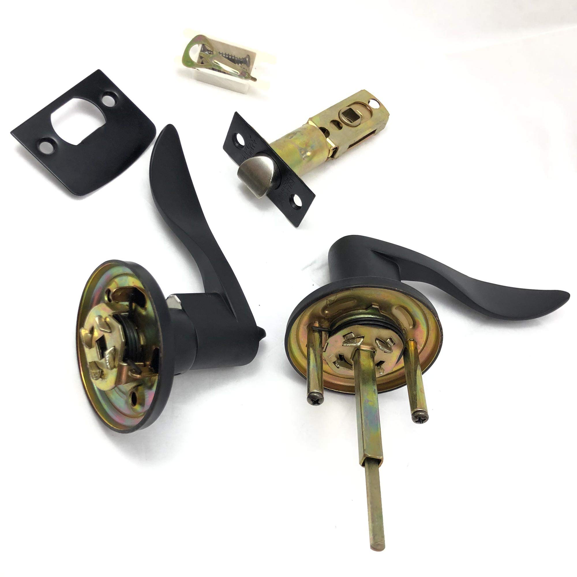 Wave Style Oil-Rubbed Bronze Privacy Bedroom & Bathroom Door Lock Lever Handle - Perfect for Home, Office, and Hotel Interior Doors