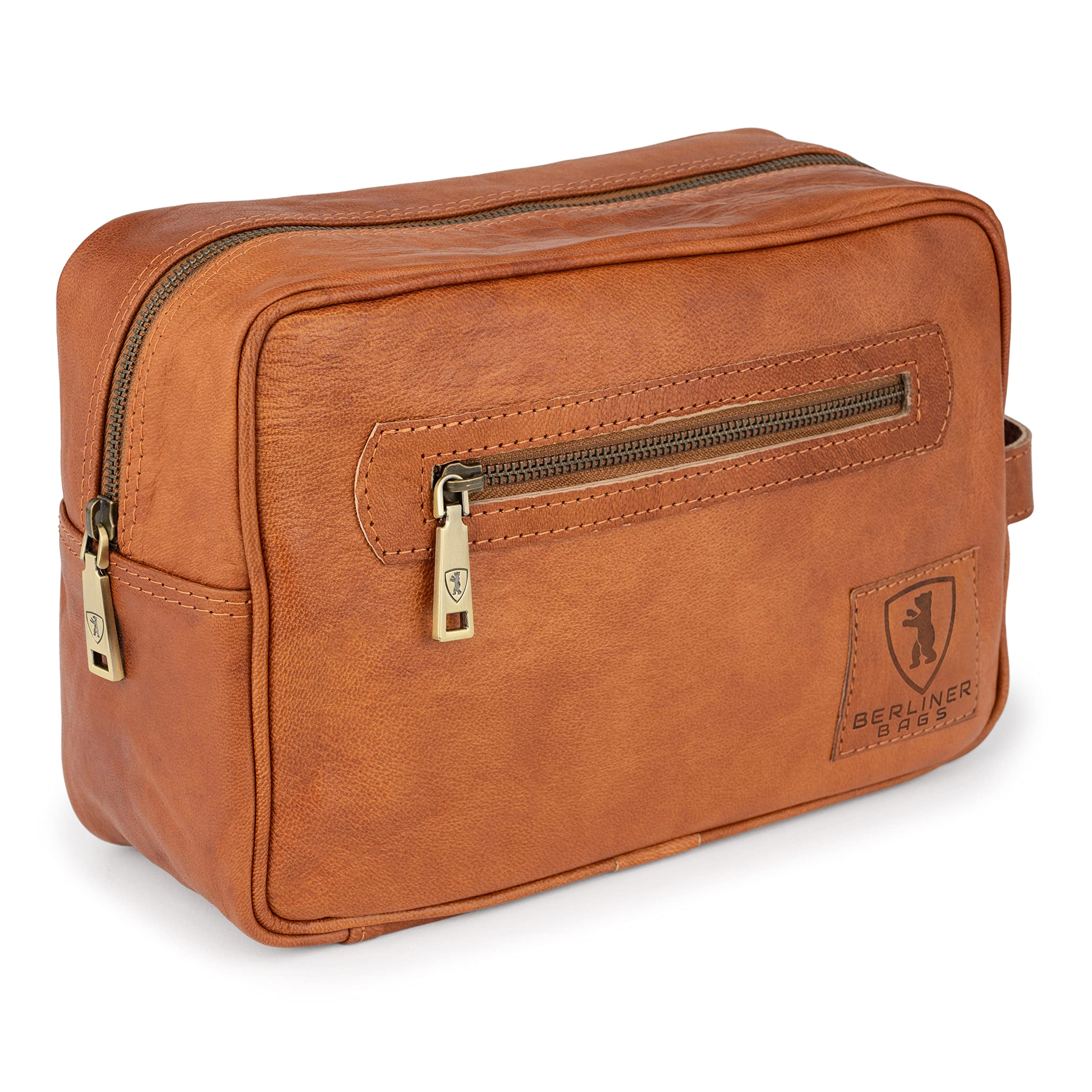Vintage Leather Toiletry Bag for Travel - Brown Cosmetic Case for Men & Women | Perfect for Weekend Getaways