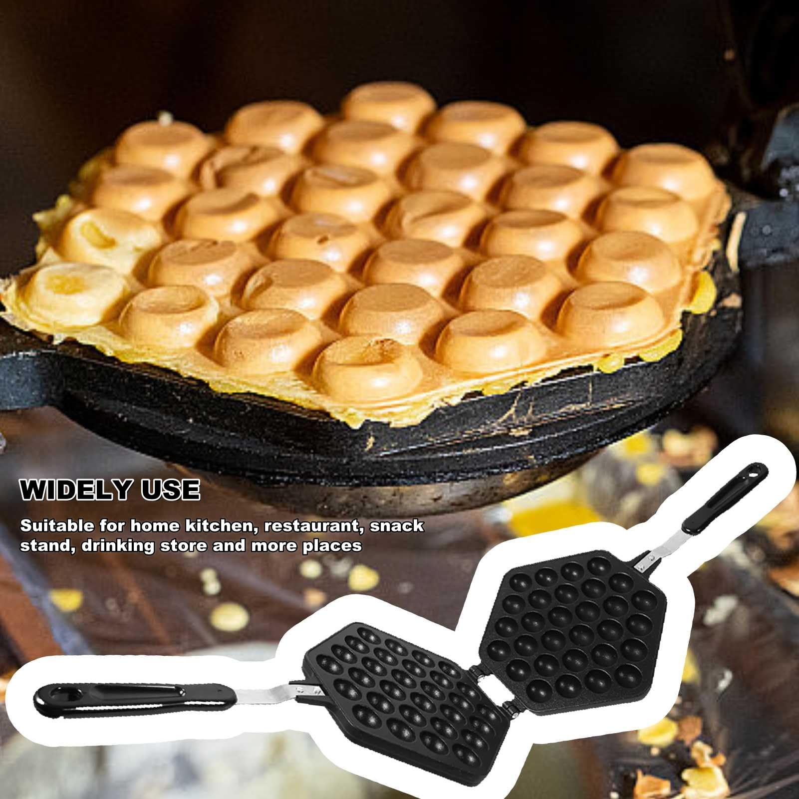 Non-Stick Aluminum Dual Head Bubble Waffle Maker - 7×8 Inch Waffle Iron Griddle for Homemade Egg Puffs & Hong Kong Style Waffles - Perfect for Breakfast, Desserts, and Party Snacks