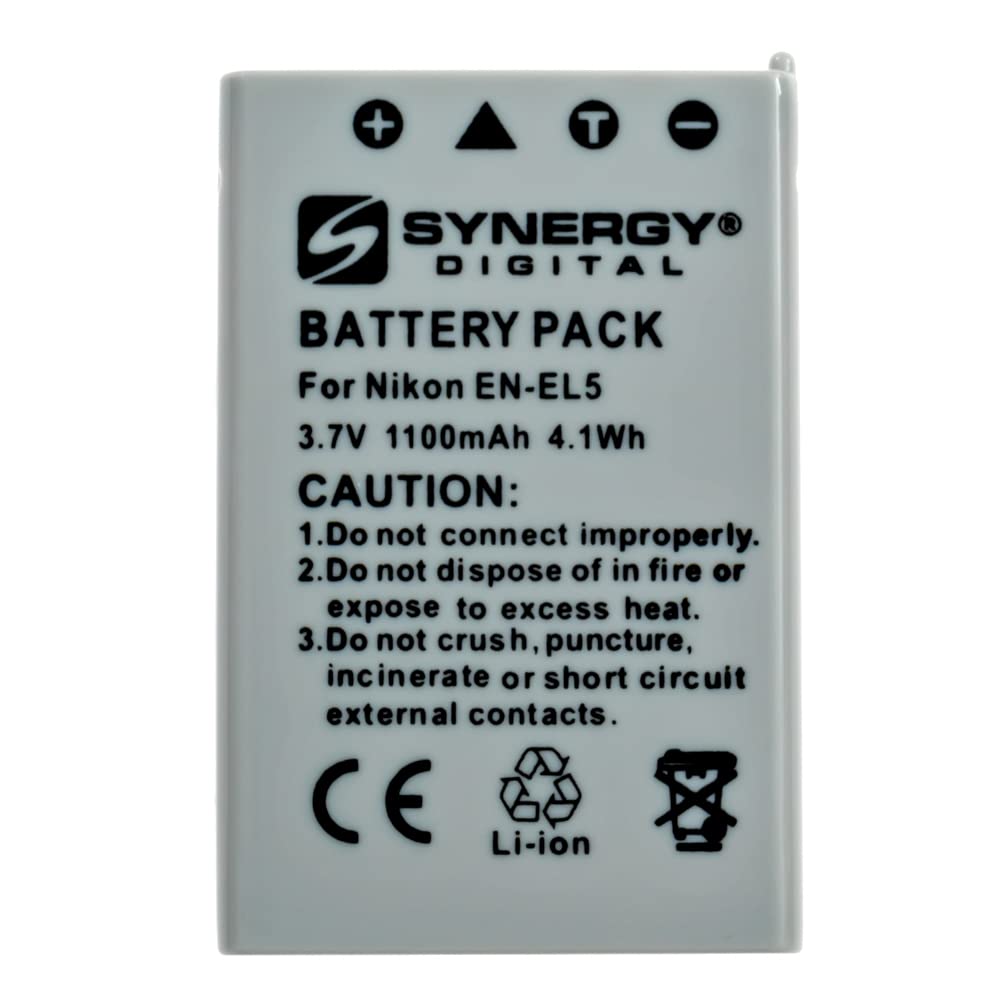Synergy Digital Camera Battery for Nikon EN-EL5 & ENEL5 - 3.7V 1100mAh Li-ion Replacement Battery (Compatible with Nikon Coolpix Cameras) - Perfect for Travel, Photography, and Everyday Use