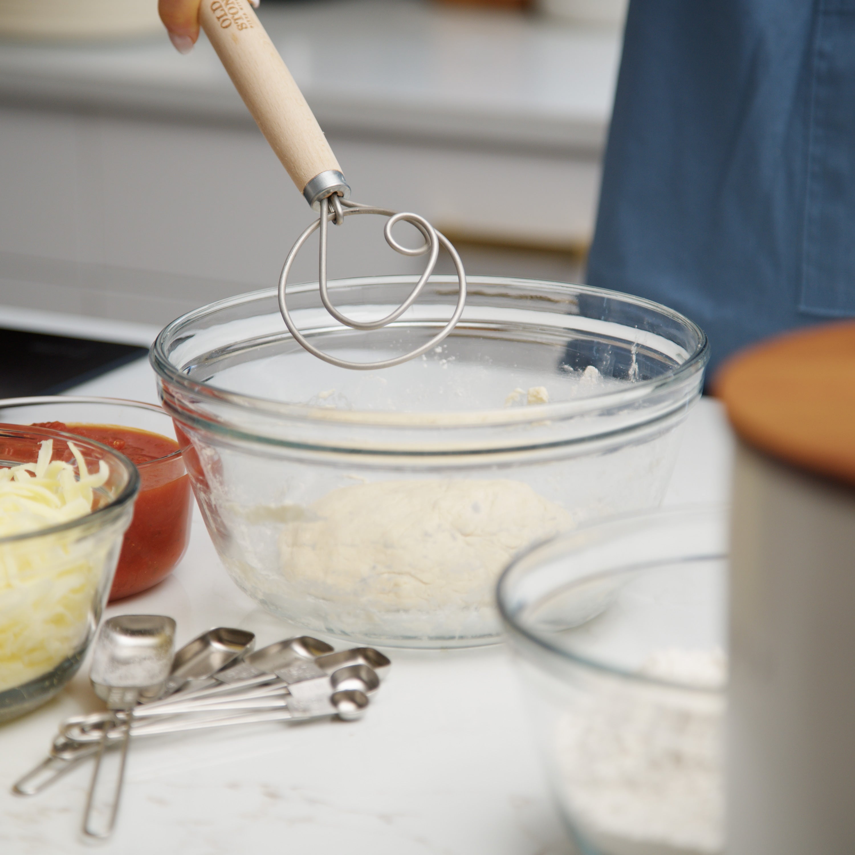 11.5 Inch Stainless Steel Dough Whisk - Heavy Duty Kitchen Mixing Tool for Bread, Pizza & Pastry Dough - Perfect for Baking, Cooking & Meal Prep