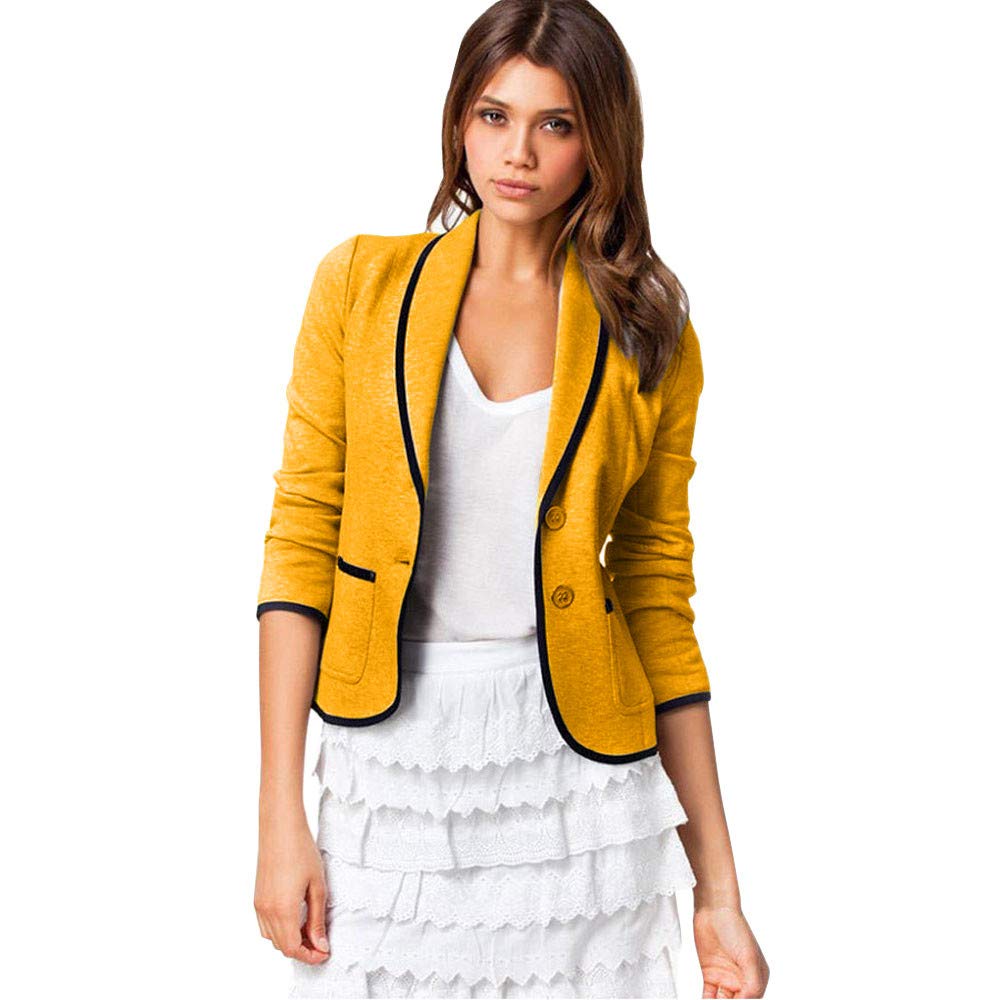 Women's Slim Blazer Jacket for Office & Casual Wear - Long Sleeve Lapel Coat