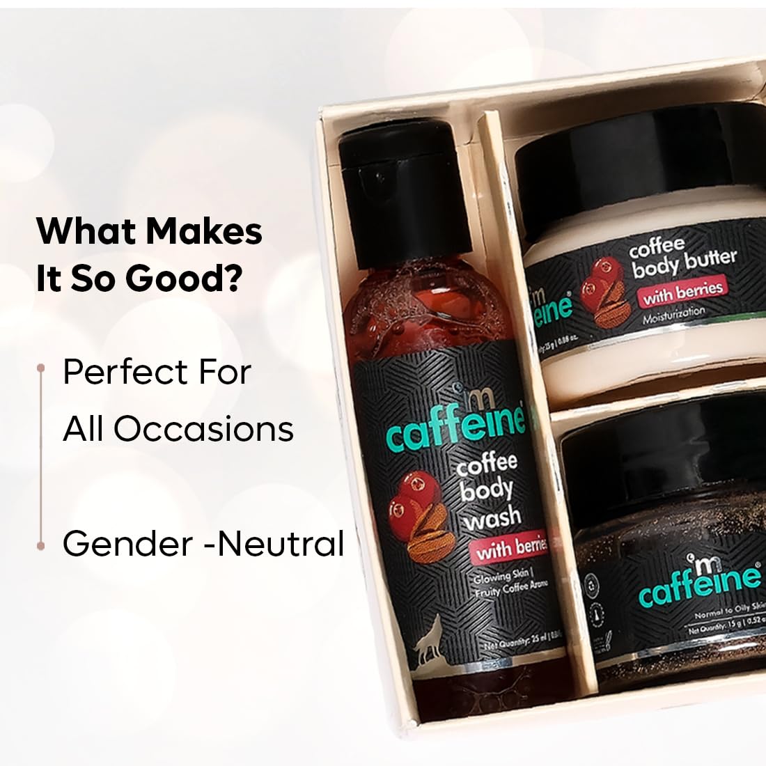 Mcaffeine Body Care Gift Set - Berries Body Wash, Body Scrub & Body Butter | Premium Travel Size Skincare Set for Men & Women | Perfect Birthday, Anniversary Gift for Wife & Couples | Spa Day, Romantic Getaway & Self-Care Essentials