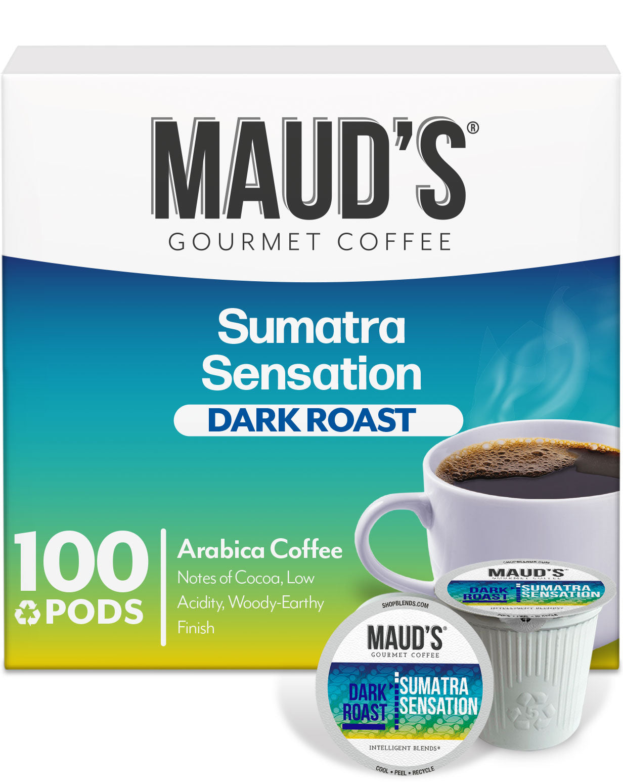 Premium Sumatra Dark Roast Coffee Pods by Maud's - Single Serve for Keurig Brewers - Bold & Rich Flavor for Morning Energy or Office Break