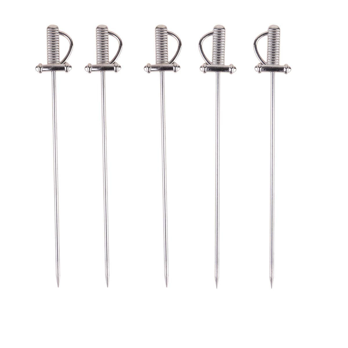 Reusable Stainless Steel Fruit Picks - 5pcs Cabilock Dessert Forks for Parties, Salads, Fruit Platters & Charcuterie Boards | Elegant Appetizer Serving Utensils