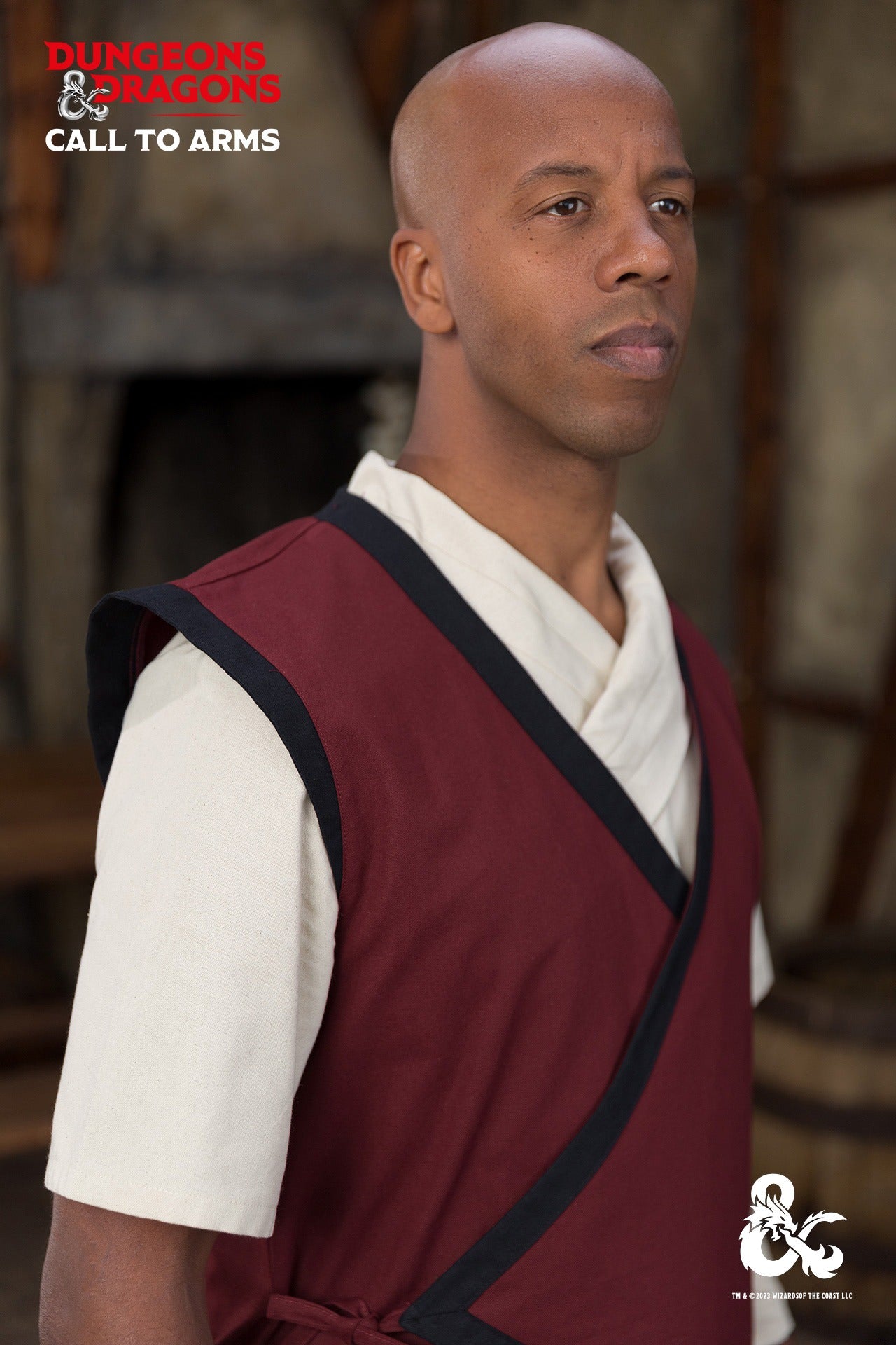 Dungeons & Dragons Monk Vest Bordeaux/Black - Stylish Cosplay Costume for D&D Fans, LARP, and Fantasy Role-Playing Games