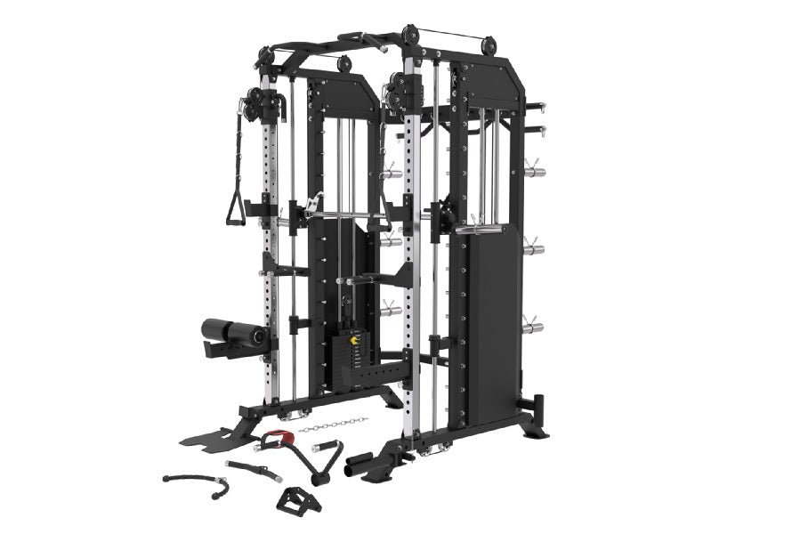 Warrior 801 Pro Power Rack Cage with Smith Machine & Functional Trainer Cable Pulley System - Heavy Duty Home Gym Equipment for Strength Training & Weightlifting - Perfect for Home Workouts & Garage Gym Setup
