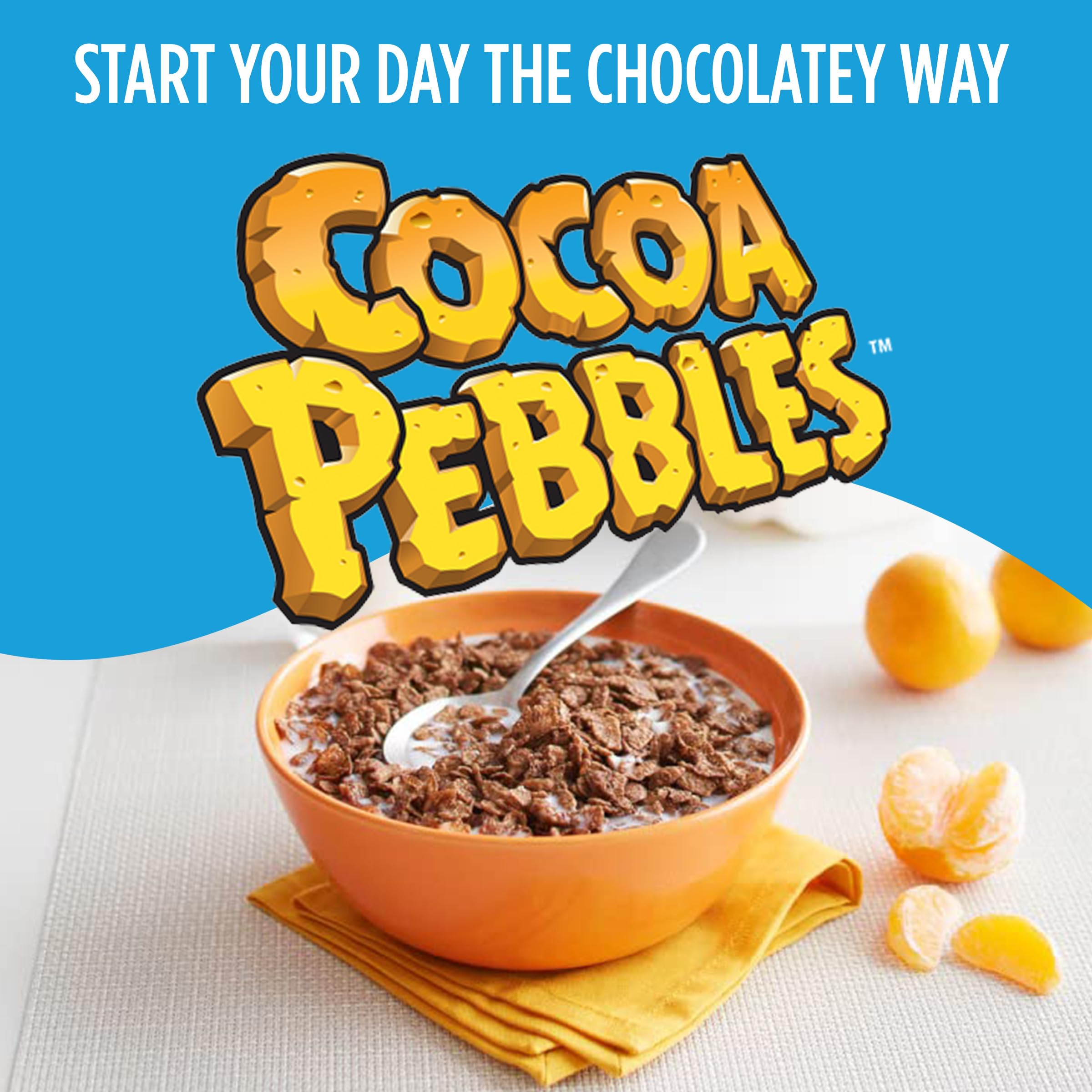 Post Cocoa PEBBLES Gluten-Free Breakfast Cereal - Cocoa Flavored Crispy Rice Cereal, 19.5 Oz - Perfect for Quick Breakfast, Snacks & On-the-Go Meals