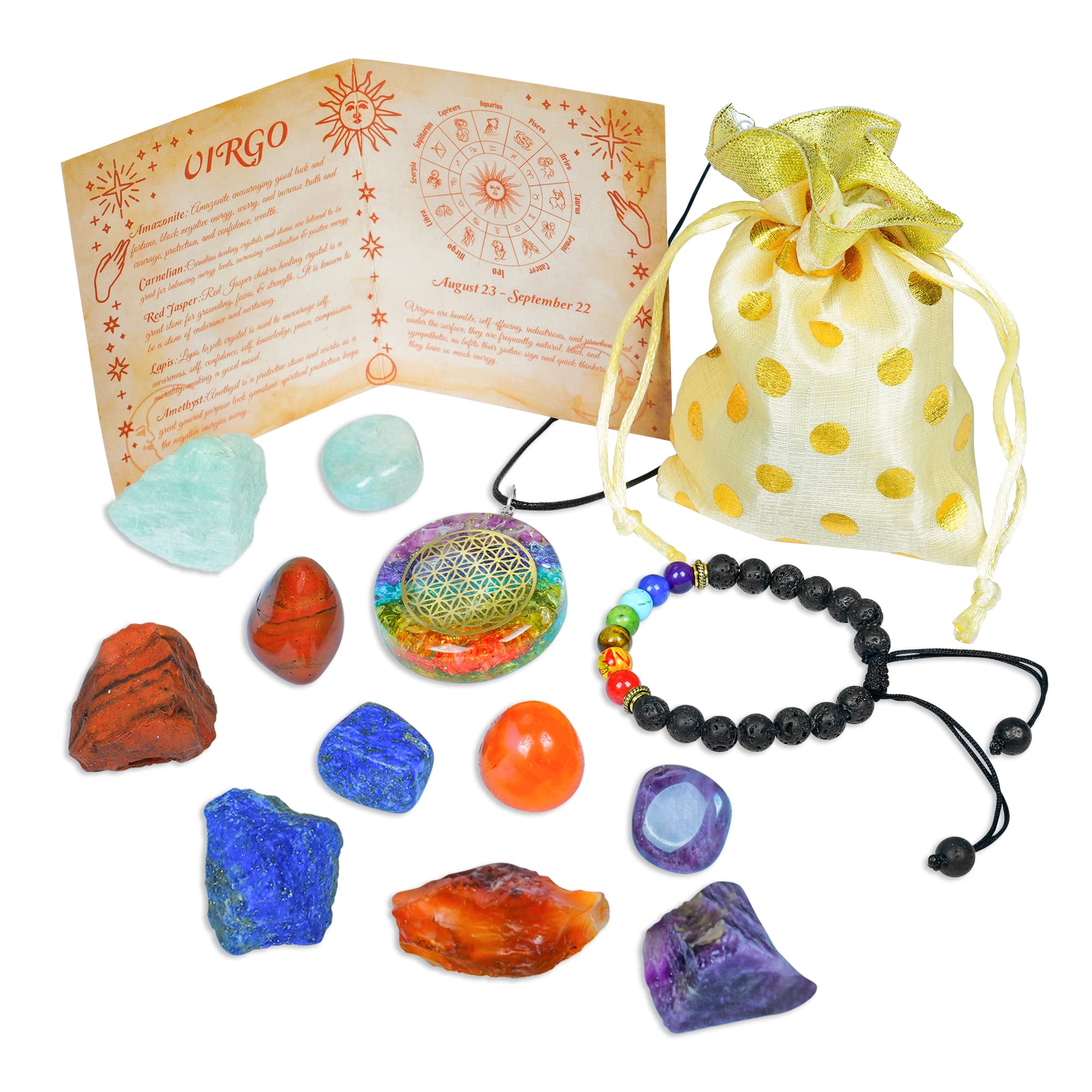 Virgo Zodiac Crystals - Natural Healing Stones for Virgo Women | Astrology Room Decor & Spiritual Gifts | Perfect for Meditation, Home Decor, and Birthstone Jewelry Making