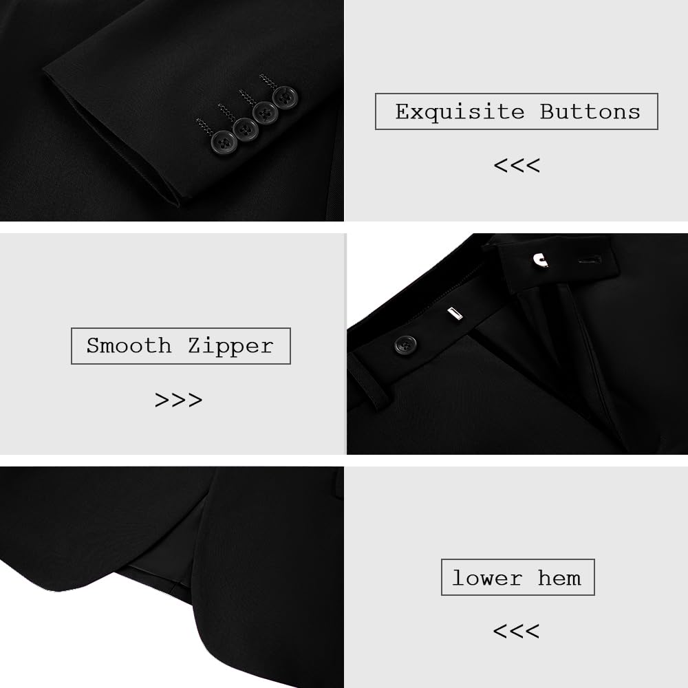 3 Piece Slim Fit Men's Suits for Wedding & Prom - Notch Lapel Tuxedo Jacket, Pants & Vest Set - Perfect for Groomsmen, Formal Events & Business Occasions