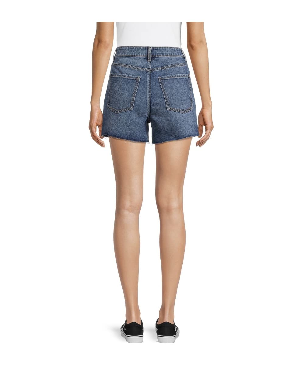 Junior's Dark Wash High Rise Distressed Midi Shorts - Size 9 | Denim Blue | Casual Summer Outfits & Beachwear for Women