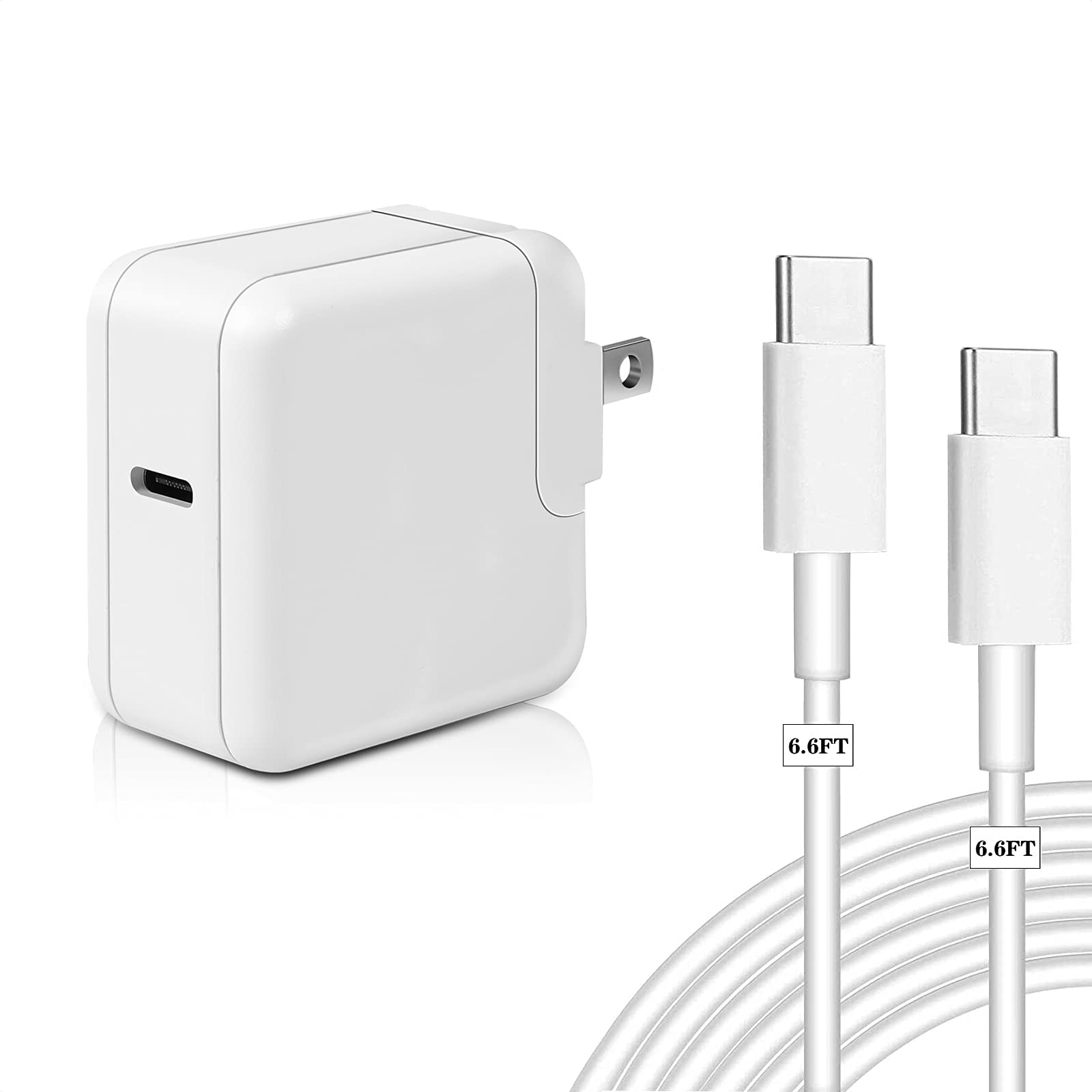 30W USB C Fast Charger Block with 6.6ft USB C to C Cable - Compatible with Pixel 6/6 Pro, iPad Air 4th Gen, iPad Mini 6, iPad Pro 12.9/11 (2021-2018), MacBook Air 13