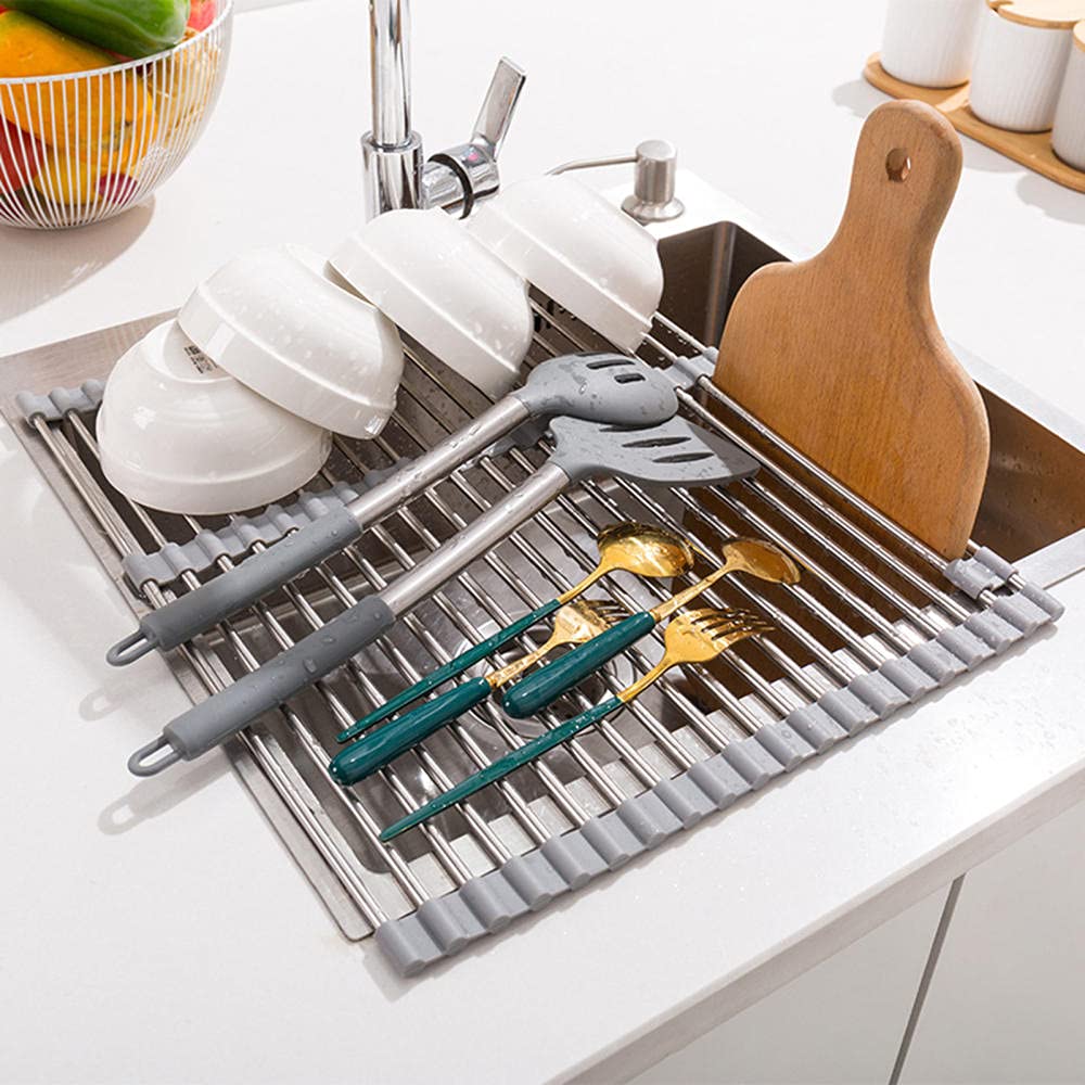 Foldable Over Sink Dish Drying Rack - Countertop & Wall Mount Space Saving Kitchen Organizer | Multi-Functional Dish Drainer for Small Kitchens, Apartments & RVs