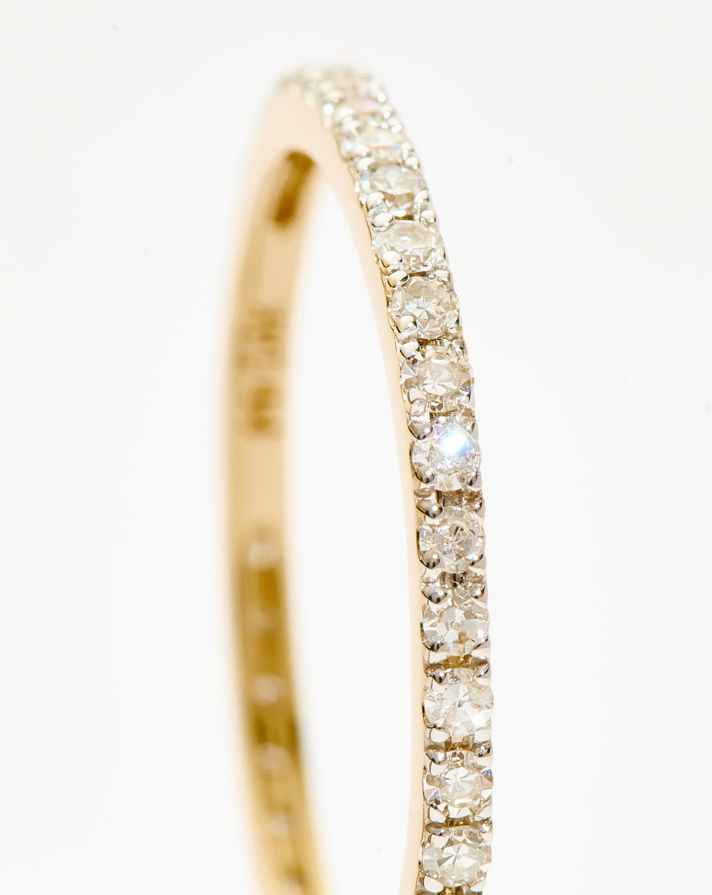 14K Solid Gold Diamond Eternity Ring for Women - Dainty & Slim Wedding Band, Anniversary Gift, Stackable Ring for Everyday Wear