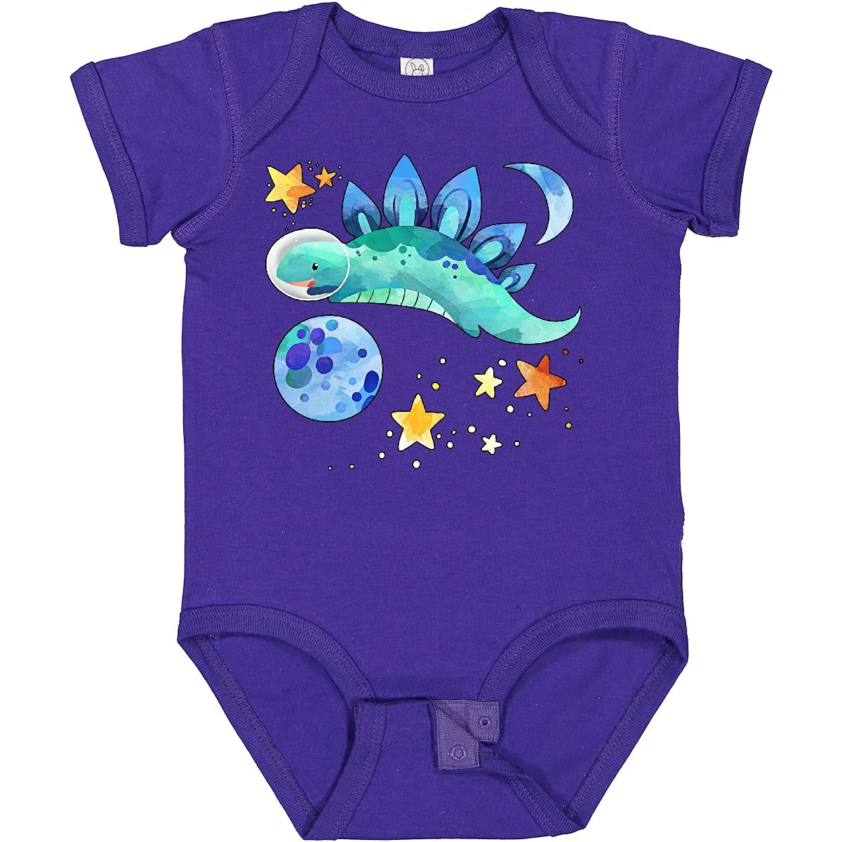Inktastic Stegosaurus Space Dinosaur with Stars and Planet Baby Bodysuit - Cute Dinosaur Onesie for Infants & Toddlers - Perfect for Space-Themed Birthday Parties, Nursery Photos, and Everyday Play