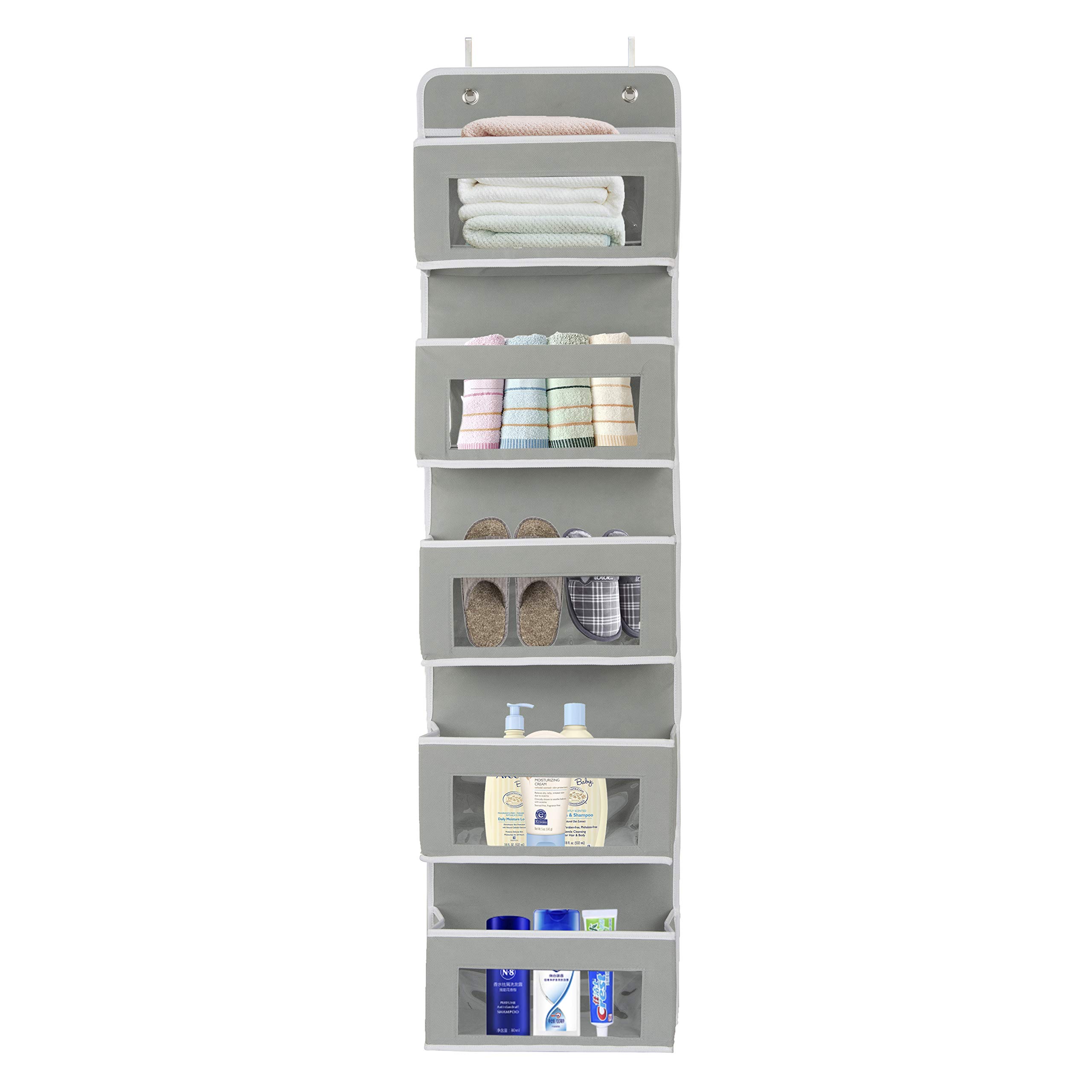 Over The Door Hanging Organizer with 5 Clear Pockets - Wall Mount Storage for Kitchen, Bathroom, Playroom, Closet - Perfect for Organizing Toys, Towels, Cleaning Supplies & More