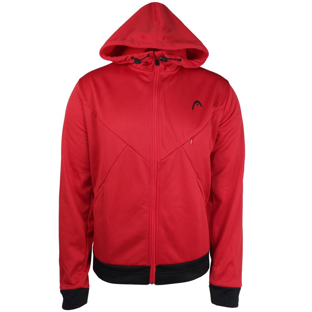 Men's Full Zip Hooded Jacket - Red & Black Colorblock Windbreaker for Outdoor Activities, Running & Casual Wear