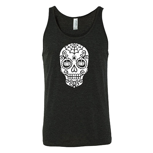 Skull With Pumpkin Eyes T-Shirt - Unisex Halloween Graphic Tee for Men & Women - Perfect for Spooky Parties, Costume Outfits & Fall Festivals